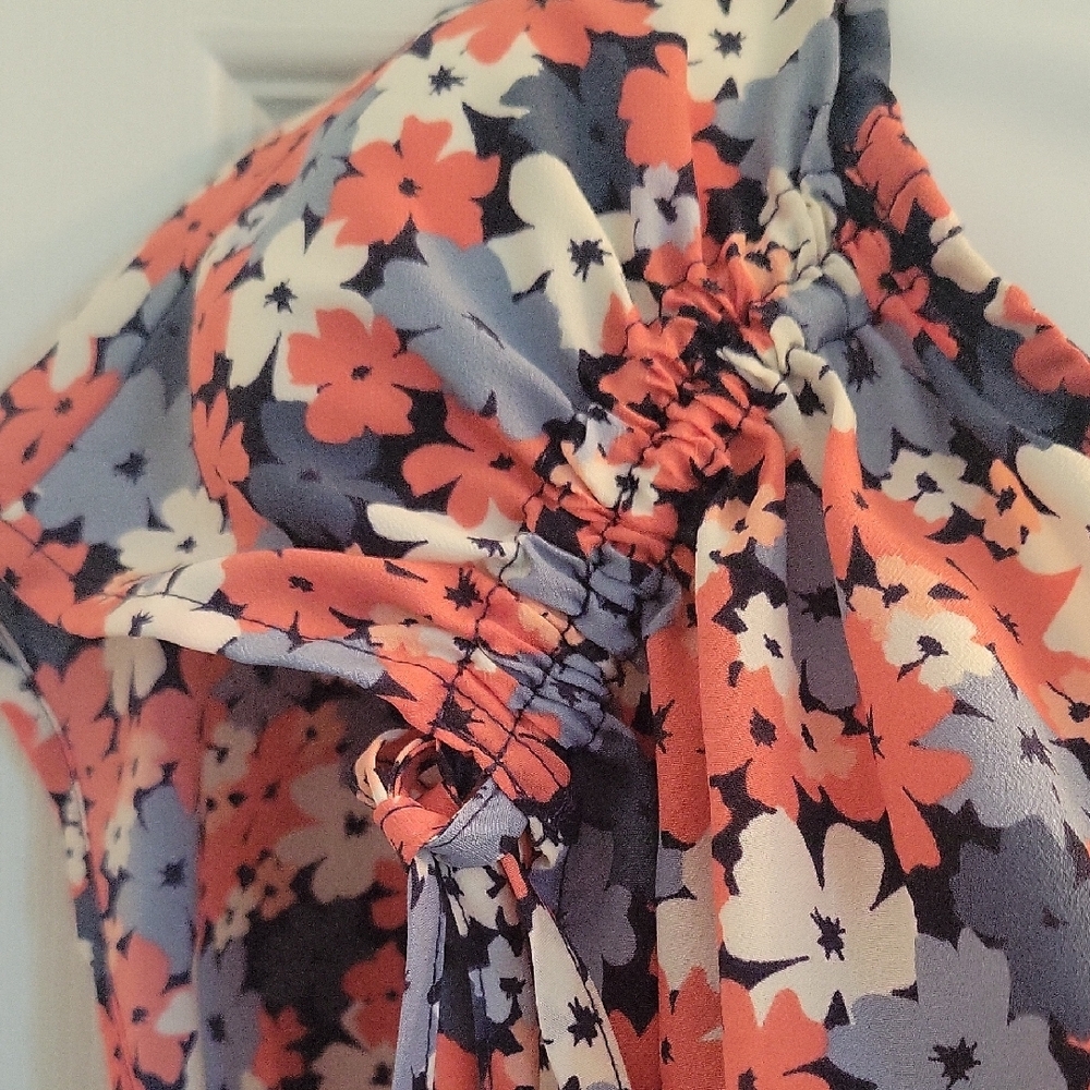Michael Kors Floral Print Blouse - Coral/pink. Blue and White. - Picture 2 of 7